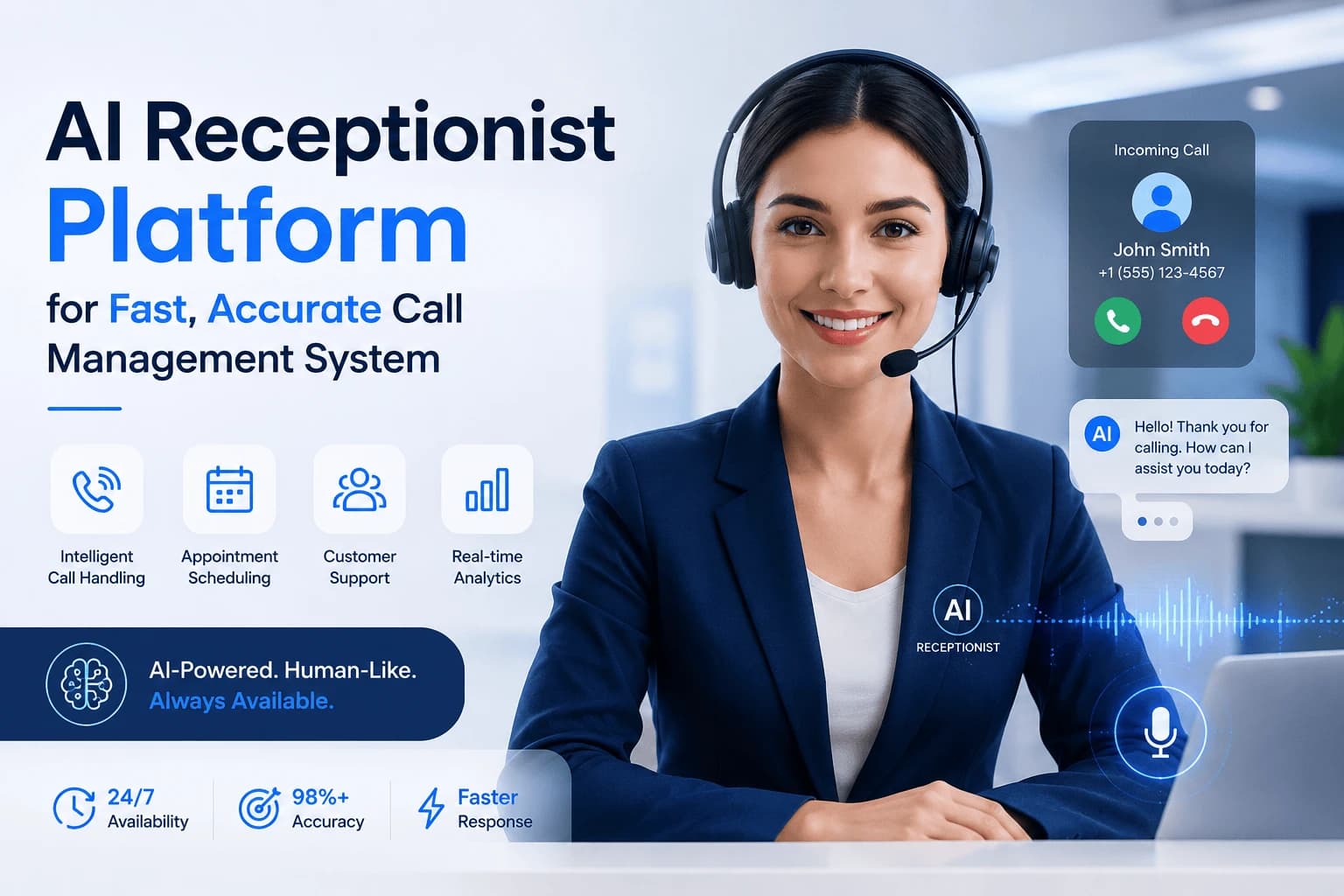 AI Receptionist Platform for Fast, Accurate Call Management System